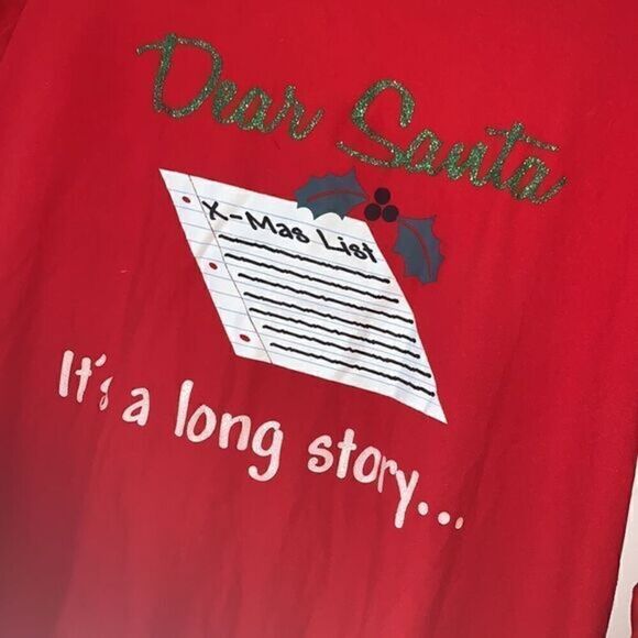 Derek Heart Santa It's A Long Story 3/4 Bell Sleeves Tee‎ Shirt Size Med 10/12 - Picture 2 of 9